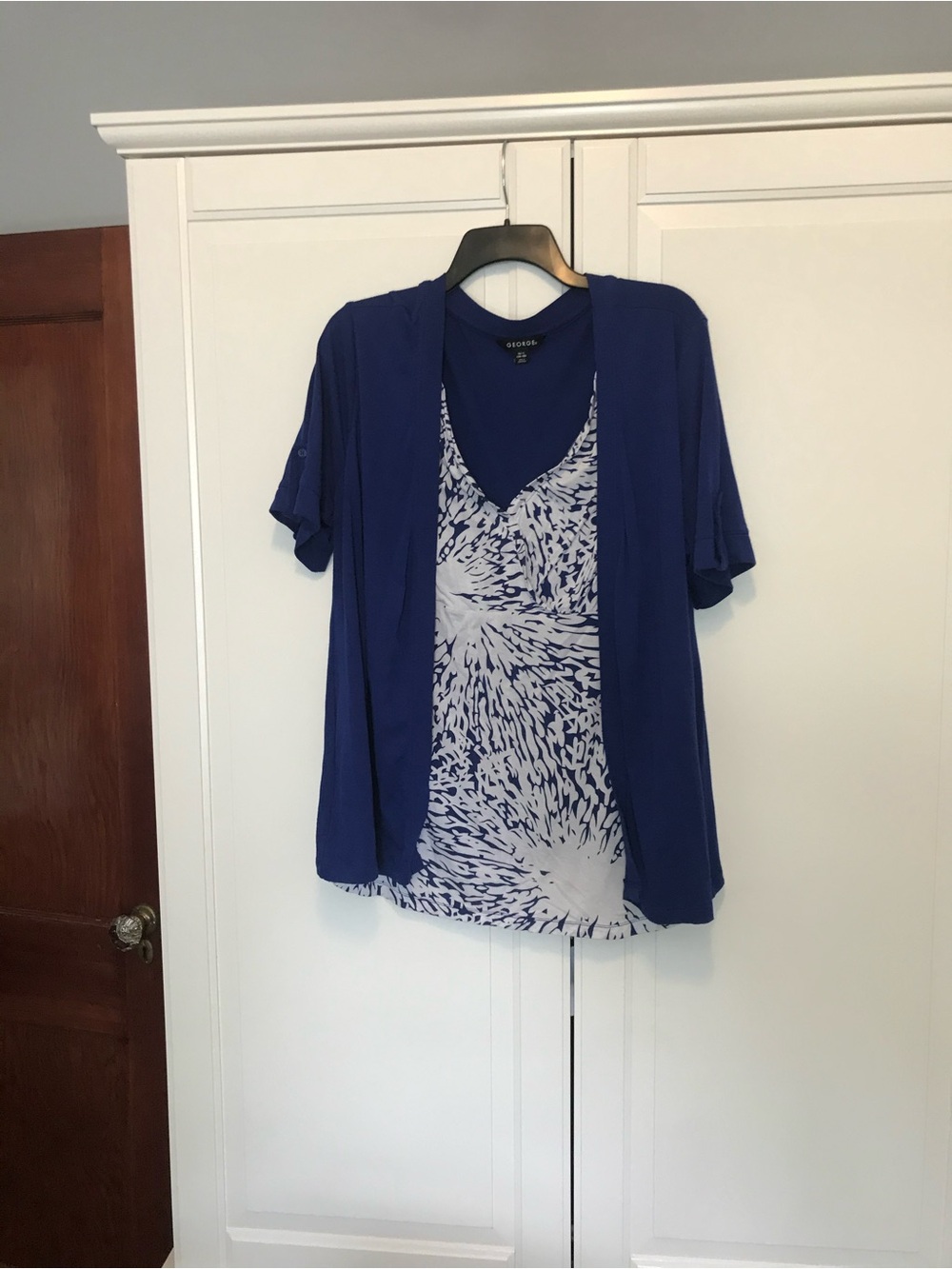 George Royal Blue Layered Camisole with Printed Inner Panel